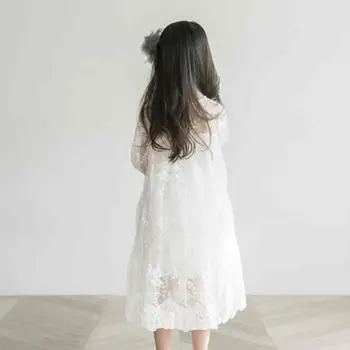 Děti elegantní bílé krajkové šaty pro dívky party princezna šaty děti podzim jarní oblečení batole dívka podzim šaty 5~16Year
