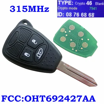 Nový Dálkový Klíč s Dálkovým hlava Auto klíče 3 tlačítko 315Mhz/434 Mhz pro Dodge JCUV Pro Jeep Compass Pro Chrysler 300C 04589199AC