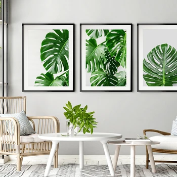 Monstera Tropické Listy Zelené Rostlina Plakát Nordic Styl Wall Art Canvas Botanické Vytisknout Obraz Moderní Bytové Dekorace Obrázek
