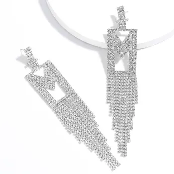 Nové Módní Nevěsta Drahokamu Náušnice Dlouhé Střapcem Luxusní Crystal Velká Houpat Náušnice Pro Ženy, Svatební Party Šperky