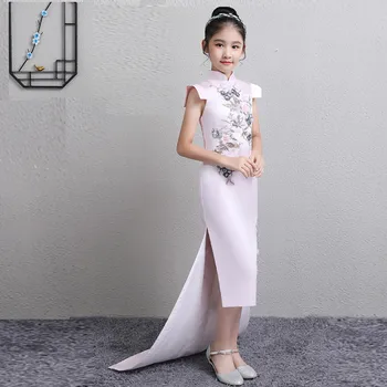 Nové Děti Moderní Cheongsam Princezna Šaty Děti Dívky Elegantní Pohodlné Koncové Šaty Dospívající Dívky Perly Vestido Q161