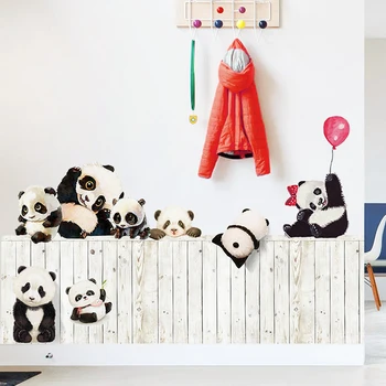 Roztomilé kreslené pandy samolepka na zeď dětský pokoj dekorace dětský pokoj samolepky obývací pokoj zeď dekor samolepicí domova