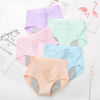 ZJX 5kusů/set vodotěsné Menstruace Kalhotky Ženy, spodní Prádlo Fyziologické Kalhoty Prodyšné Bavlny Zdravotní Dámské Kalhotky
