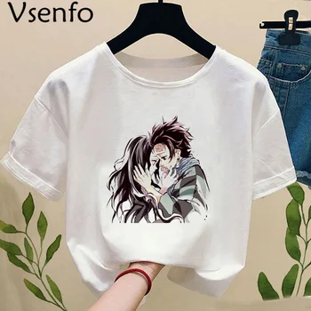 Kimetsu Č. Yaiba Demon Slayer T Shirt Ženy Grafické T Košile Japonské Anime Tričko Harajuku Kawaii Streetwear tričko Punk Topy