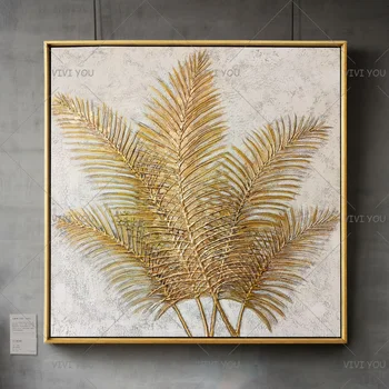 Zlatý Reed Design, Ruční práce Abstrakt Ručně malované olejomalba na Plátně Umění Zdi Obraz pro Obývací Pokoj Ložnice Dekor