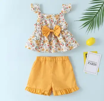 Baby Letní Oblečení, Kojenecká Dítě Dítě Dítě, Dívka Květinové Oblečení Topy Krátké Kalhoty 2ks Set Ležérní Sunsuit 18M-6Y
