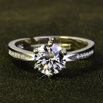 24K Gold 1 ct Lab Diamond Ring cz Real 925 mincovní stříbro Zásnubní Svatební kapely Prsteny pro Ženy, Muže Moissanite Party Šperky