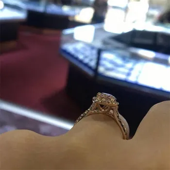 Velikost 5-10 Krásné Sladké Roztomilé Jemné Šperky 925 Silver&Rose Gold Vyplnit Kapka Vody Hruška Cut šampaňské CZ Ženy Diamond Svatební Prsten