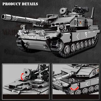 BZDA 2. světové války Vojenská Série Leopard 2A7 Hlavní Bitevní Tank Přežití Válčení Voják, Zbraň, Nádrž Model Stavebnice Hračky Pro Děti Dárek