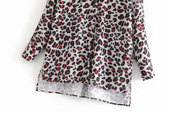ženy vintage leopard skin pattern tisk volné ležérní tričko halenka ženy dlouhý rukáv sexy blusas femininas elegantní topy LS2693