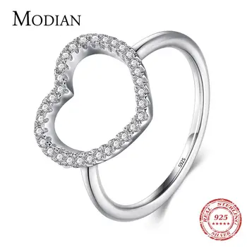 Modian 925 Sterling Silver Sprakling Jasné CZ Prsteny Pro Ženy Móda Srdce, Hvězda, Kolo Kosočtverec Tvaru Prstu Prsteny Jemné Šperky
