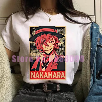 Pop Japonské Anime Karikatura Bungo Toulavých Psů tričko ženy Cool Osamu Dazai T-shirt Chuya Nakahara Tees Kawaii Grafické Lady Topy