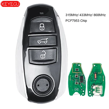 KEYECU Inteligentní Vzdálené Klíče 3 Tlačítko 315MHz/ 433MHz/ 868MHz PCF7945 Čip pro Volkswagen Touareg S Malým klíčem 2011-