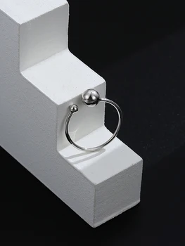 GOMAYA 925 Sterling Silver Velké A Malé Kuličky, Kroužek Minimalistický Open Nastavitelný Prsteny Pro Ženy Party Ženy Jemné Šperky