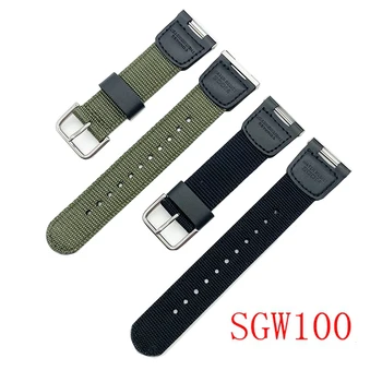 Nylonové Plátno Popruh Watchband pro Casio SGW-100 Sgw 100 Muži Ženy Black khaki Sportovní Vodotěsné Náhradní Kapela Náramek