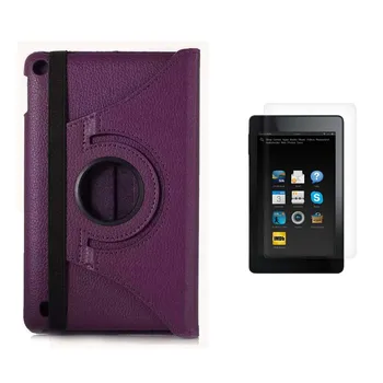 1*Clear Screen Protector,360 ° Otočný PU Kožené Pouzdro Kryt Stojan Pro Amazon Kindle Fire HD7 HD 7 Generace Tabletu