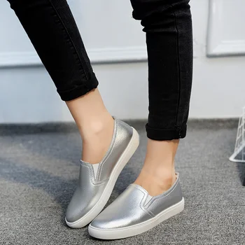 GAOKE Zapatos Mujer 2019 Jarní Letní Kožené Dámské Boty Ležérní Kožené Boty Žena Ploché Boty Bílé Dámské Mokasíny Šněrování