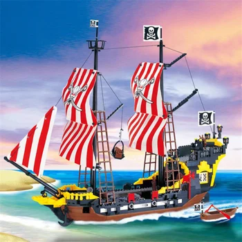 870+ks Velká Černá Perla Stavební Bloky, Vzdělávací Hračky, Kompatibilní s Piráty Loď Osvítit Bloky Piráti