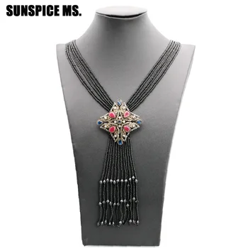 SUNSPICE MS Bohemia Šperky Ženy Etnické Střapce Přívěsek Náhrdelník, Ručně vyrobený z Přírodního Kamene Korálky Svetr Řetěz Turecko Festival Dárek