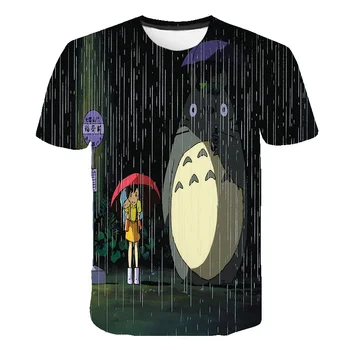 3D Totoro tisk baby girls oblečení Pokemon děti t-shirt Ghibli Kawaii camisetas Miyazaki Hayao Roztomilý Kreslený T košile letní Topy