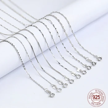 925 Sterling Silver Občerstvení Řetězce Pro Ženy 40cm+5cm 925 sterling Silver ženy nastavitelný Řetěz Náhrdelník,stříbro 925 šperky