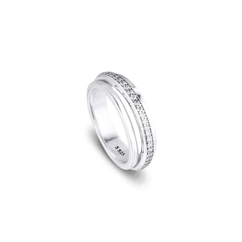 CKK Stříbro 925 Šperky třípásmový Pavé Prsten Pro Ženy Módní Dárek Sterling Silver Originální Prsten