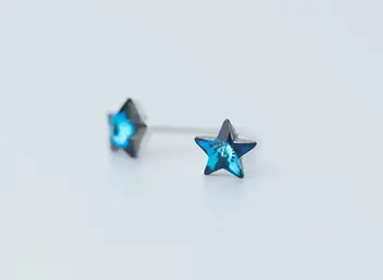 5MM malý 1pár REÁLNÉ. 925 Sterling SIlver Jemné Šperky Modrá Crystal Star Náušnice GTLE2220