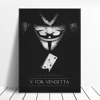 V pro Vendetta Black & White Klasické Filmové Plakáty Hedvábí WALL Art Dekor Obraz Bez Rámu