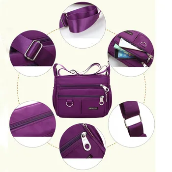 Vintage Módní Ženy Tote Bag 2020 Nové jednobarevné Nylon Dámské Značkové Kabelky Vysoké kapacity Rameno Messenger Bag