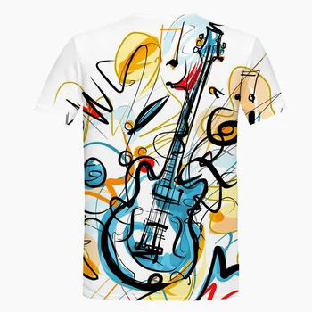 Nadšený Hudební Tištěné T košile Muži 3d Vodní Plamen YinYang Hudba Poznámka Tričko Harajuku Tričko Hip Hop Rock Cool Streetwear Trička