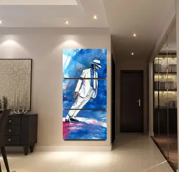 Moderní Plátno Obrázky, Kresby, Malby 3 Panel Michael Jackson Home Dekor Pro Obývací Pokoj Wall Art Plátně Vytištěný Plakát Rám