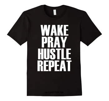 Služba Modlit Hustle Opakovat - Oblíbený Motivační Citát T-Shirt Pánské Módní Tištěné Tee
