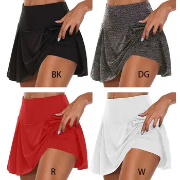 Ženy Tenis Golf Sportovní Kalhoty Sukně 2-V-1 Plná Barva Běžecké Legíny Skort A2UA
