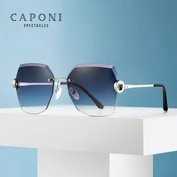 CAPONI Luxusní Design, sluneční Brýle, Ženy, Bezrámové Oversize 2020 Sluneční Brýle Řezání Čočky Módní Lady Brýle Příslušenství CP31264