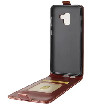 Flip Kryt pro Samsung Galaxy A8 2018 A530F Případě Vertikální Crazy Horse Vzor Luxusní Kožené TPU Shell Telefon Případě, 5.6