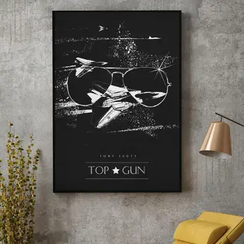 Top Gun Black & White Klasické Filmové Plakáty Hedvábí WALL Art Dekor Obraz Bez Rámu