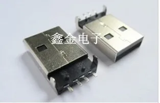 Doprava zdarma 15pcs černé gumové SMD USB A male USB konektor 180 Stupňů