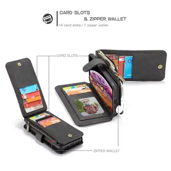 CaseMe luxusní Kožené Magnetické Peněženka Pouzdro Pro Fundas Pro Apple iPhone XS Max XR XS 8 7 6 6S Plus 5 5S 5SE kryt