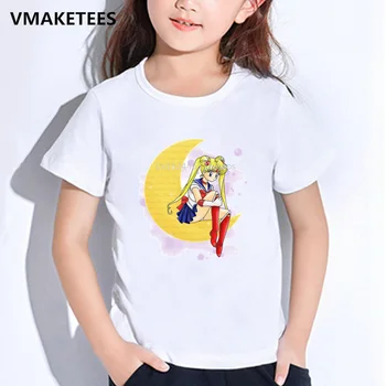 Děti Letní Krátký Rukáv Dívky A Chlapci T košile Sailor Moon Volné Karikatura Tisk dětský T-shirt Vtipné Dětské Oblečení