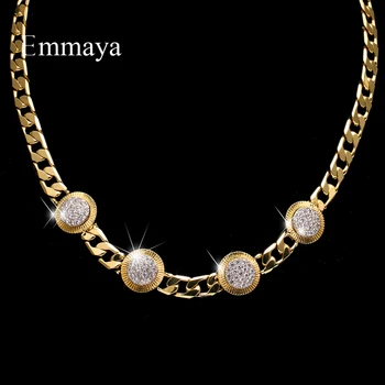 Emmaya Luxusní Zlatý Náhrdelník Pro Ženy A Dívky Módní Prohlášení S Malý Kruh HipHop Styl Svatební Party Ornament