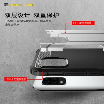 Armor Pouzdro Pro Xiaomi Mi 10 Lite 10 Pro Kryt Anti-knock Ochranné Kryty Zpět Telefon Bumper Pro Xiaomi Mi 10 Lite Případě Funda