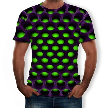 ZOGAA Létě T-shirt Pánské Geometrické 3D Tří-dimenzionální Vzor Digitální Tisk T-shirt Muž Krátký Rukáv Slim Fit Topy Trička