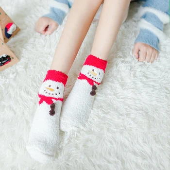 4 Páry Dovolenou Plyšové Papuče Ponožky Útulné Vánoční Ponožky Zimní Teplé Tlusté Domácí Ponožky pro Ženy, Dívky Dárek