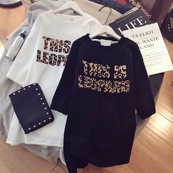 2019 Krátký Rukáv Jaro Nové Módní Leopard Tisk Dopisů Loose T Shirt Ženy Grafické Tees Ženy Ulzzang Streetwear