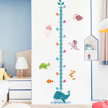 Výšky měření samolepky na zeď kreslené mořských živočichů samolepky dekorace pokoje QT1603