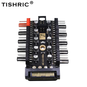 TISHRIC 2018 Nejnovější 1 až 10 PC Chladicí Ventilátor, Hub Splitter LED PWM Kabel SATA Napájení 12V Regulátor Otáček Adaptér Pro Těžbu