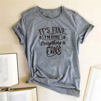 To je v Pořádku jsem v pohodě Všechno Je v Pořádku Tisk Ženy T-shirt Krátký Rukáv Letní Graphic Tee Tričko Zaneprázdněn Máma, Topy 2020 Ženy Oblečení