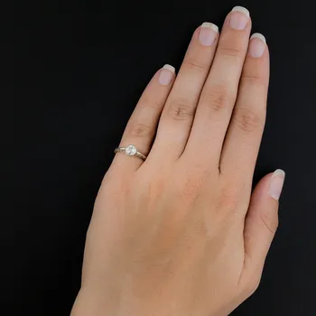 Skutečné Pevné 925 Sterling Stříbro Snubní Prsteny Pro Ženy, Muže Kolo Cut Vytvořil Moissanite Zásnubní Výročí, Narozeniny Šperky