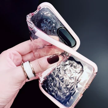 Luxusní 3D Diamantový Vzor Pouzdro Pro iPhone 8 7 6 Y 6S Plus Soft Silicon Transparentní Kryt Pro iPhone X XS MAX XR Žena Telefon Případě