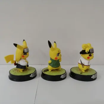 Pikachu Pokemon Anime Cosplay Postavy Rock Lee, Hyuga, Tenten Neji Naruto Roztomilý Hračky Pocket Monster Akce Figma PVC Model Panenka 13cm